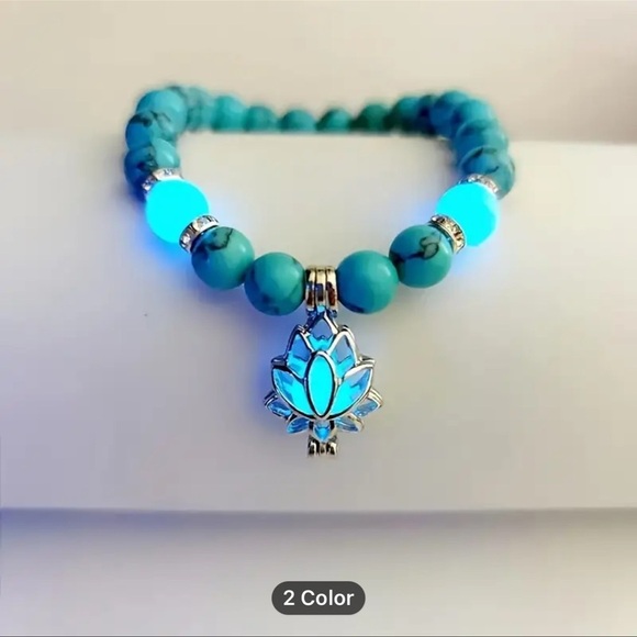 None Jewelry - Turquoise Lotus Charm Bracelet